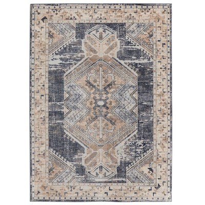 allen + roth  Lifestyle Performance Lydia 8 x 10 Blue-ivory Indoor/Outdoor Medallion Area Rug | Lowe's