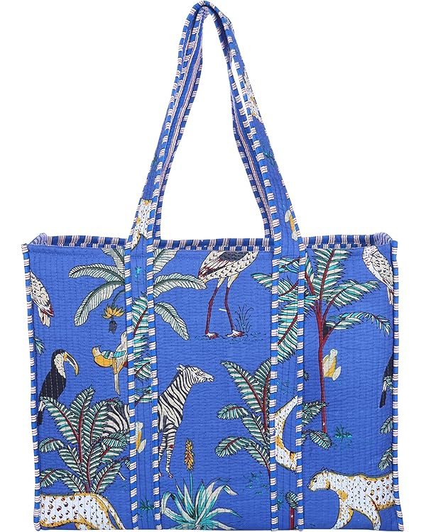 100% Cotton Shoulder Bag Tote Bag Women Reversible Shopping Bag &Grocery Bags Stylish Travel Bag ... | Amazon (US)