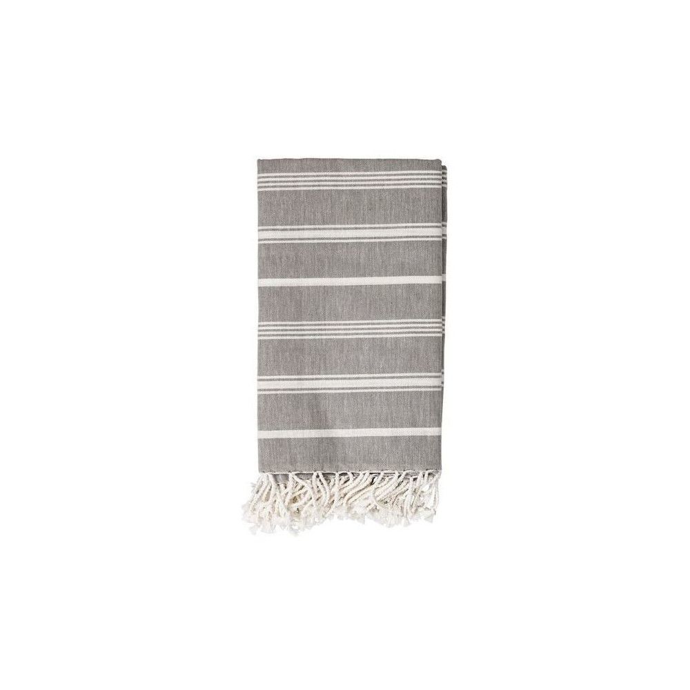 Cotton Throw Blanket - Gray with White Stripes - 3R Studios | Target