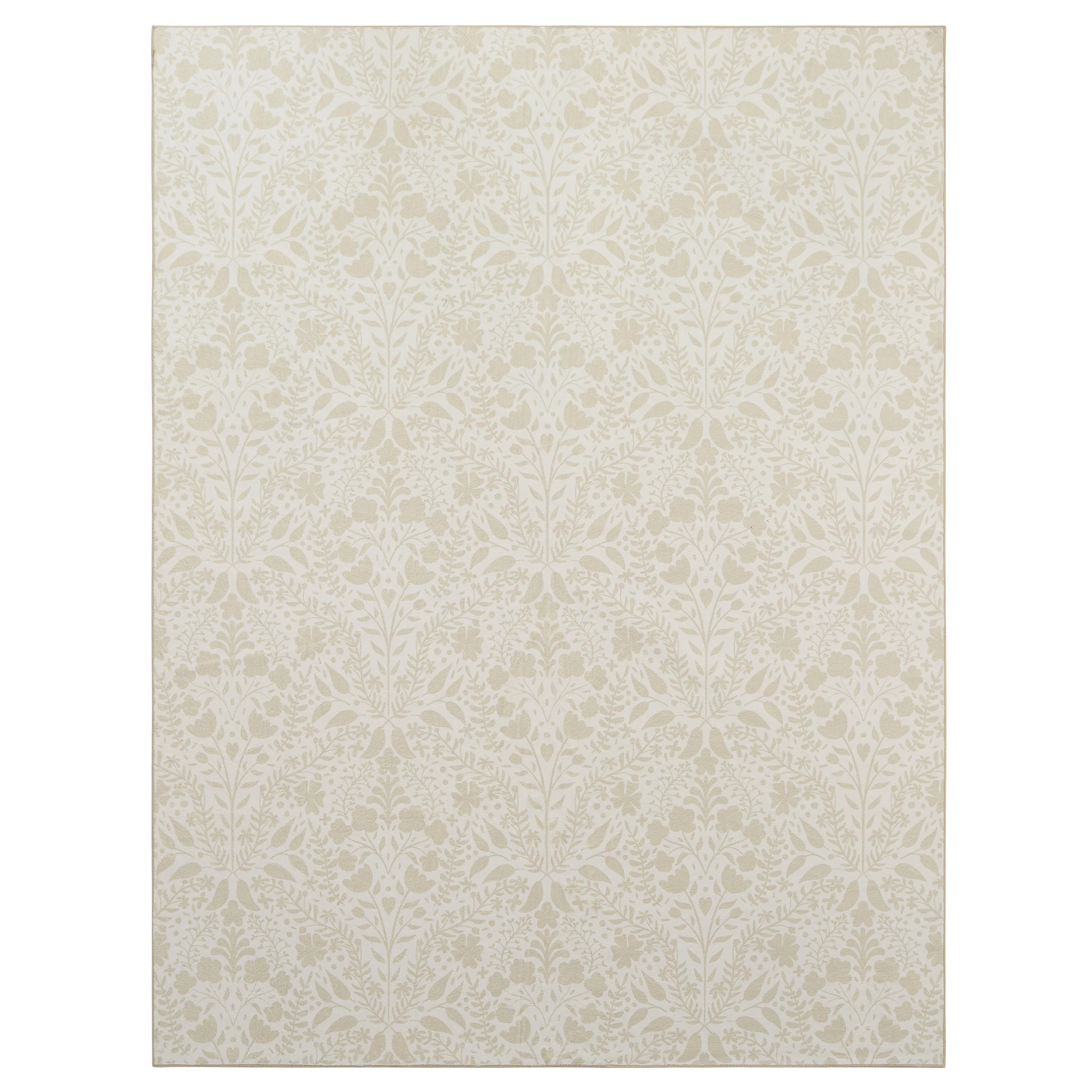 My Texas House Ivory Floral Faux Fur Washable Indoor Area Rug, 7'6" x 10' | Walmart (US)