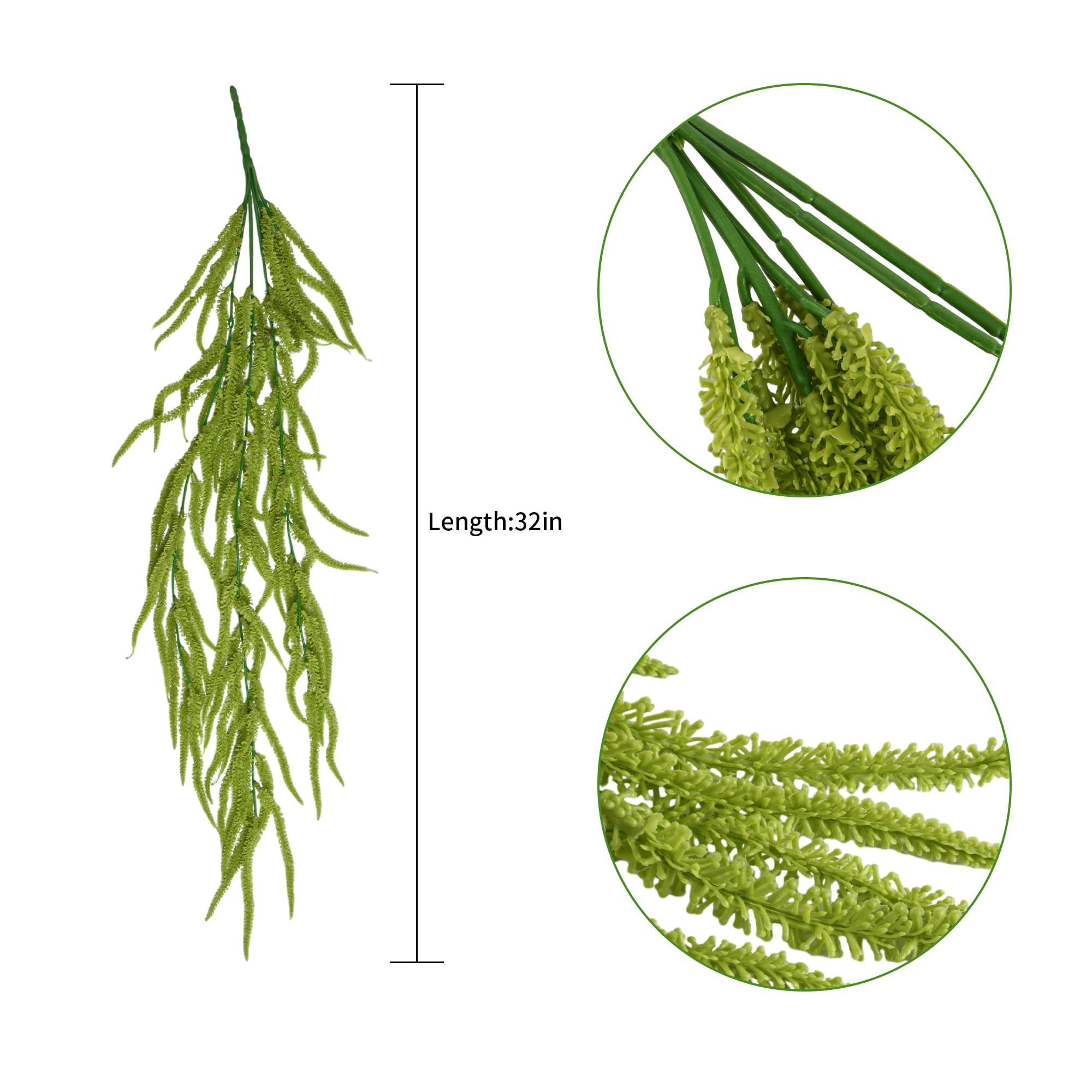 2 Pack 32” Artificial Hanging Plants Faux String of Pearls Plant Fake Green Amaranthus Flower W... | Amazon (US)