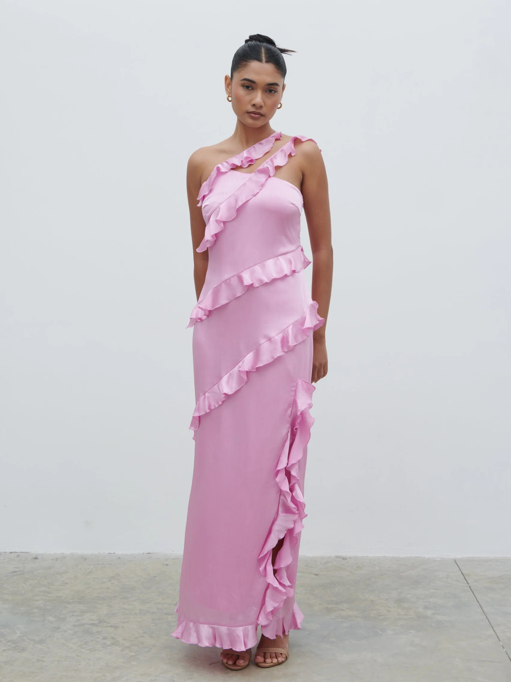 Sabina One Shoulder Ruffle Maxi Dress | Pretty Lavish (UK)