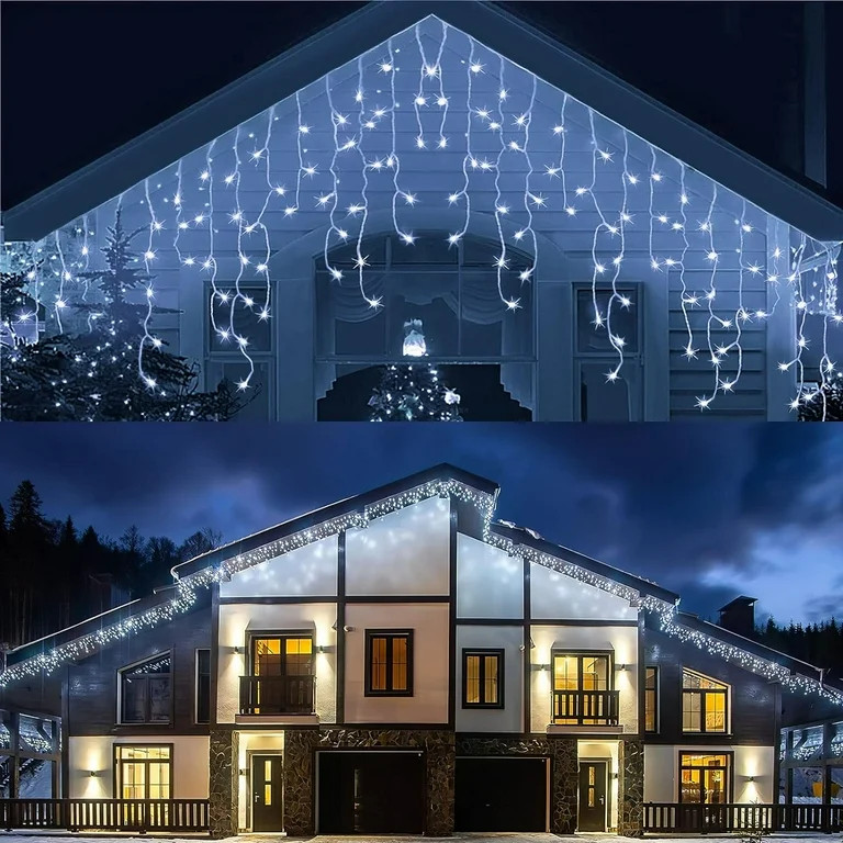 360 LED Christmas Icicle Lights, 29.5 FT 8 Modes Curtain Fairy Icicle String Lights with 60 Drops... | Walmart (US)