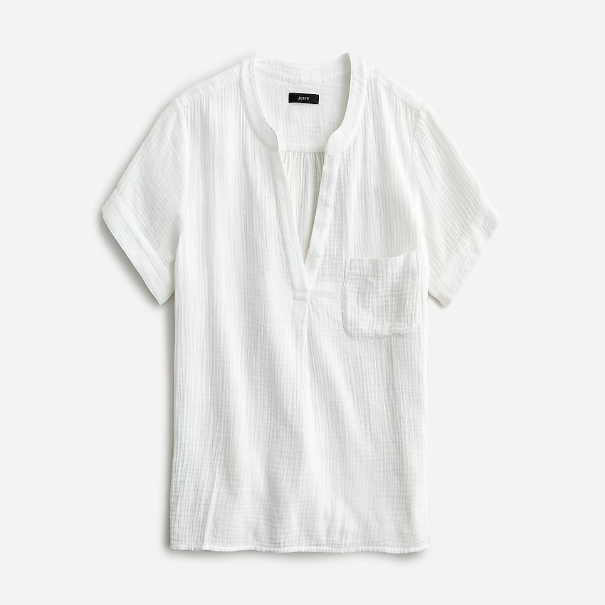V-neck soft crinkle gauze popover | J. Crew US