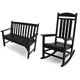 POLYWOOD GNB48BL Vineyard 48" Bench, Black & R100BL Presidential Rocking Chair, Black | Amazon (US)
