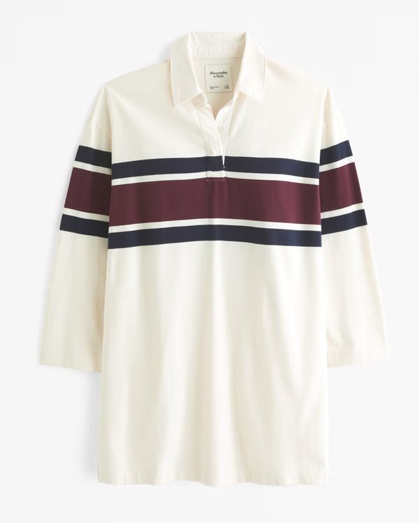 Women's Essential Long-Sleeve Rugby Mini Dress | White Mini Dress | Fall Mini Dress | Abercrombie & Fitch (US)