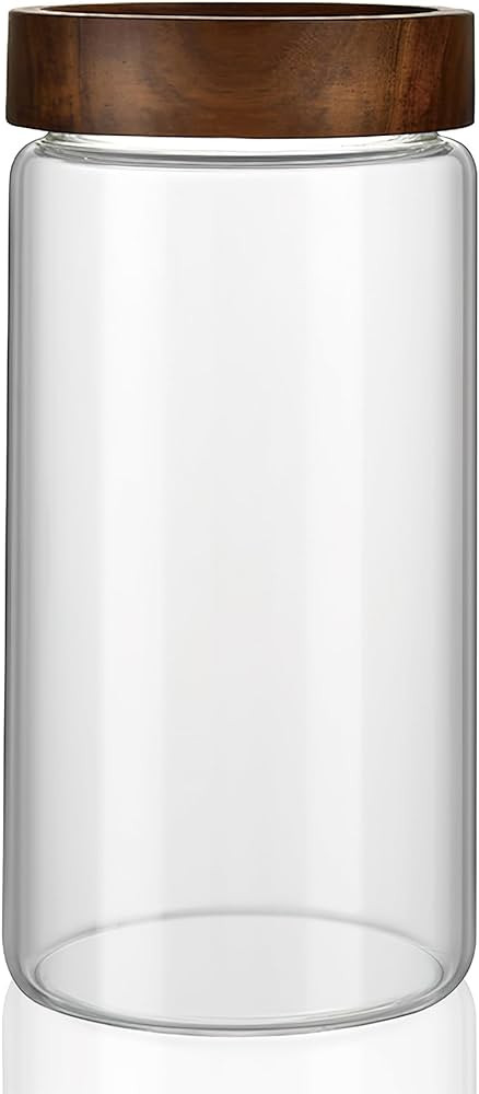 40 oz/1200 ml Clear Glass Storage Canister with Airtight Wooden Screw Lid, Large Tall Cute Decora... | Amazon (US)