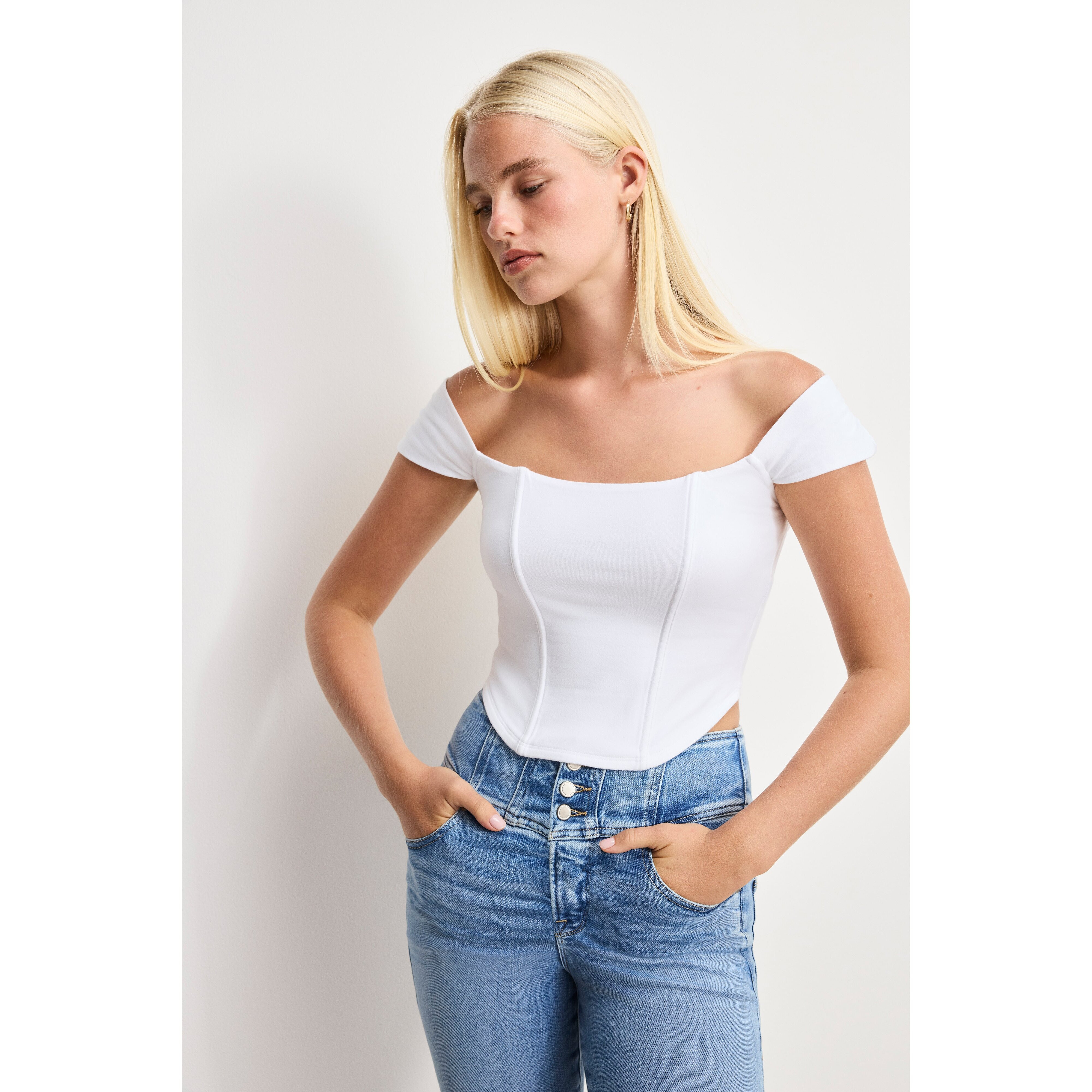 Women's Dolly Super Stretch Corset Top | White, Size 4XL | Good American by Khlo� Kardashian | Good American
