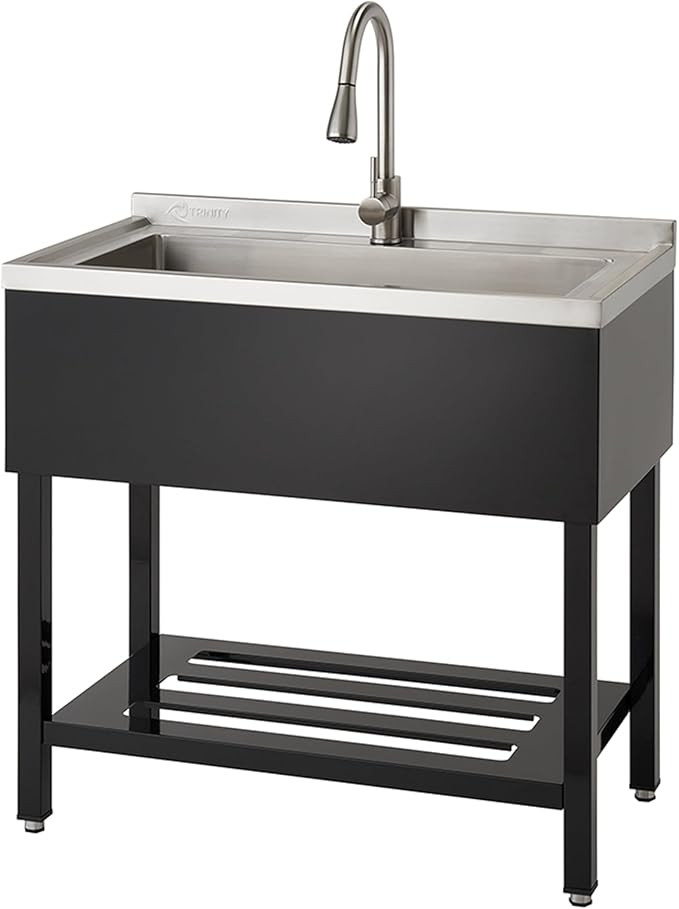 TRINITY THAPBK-0323 Stainless Steel Freestanding Single Bowl Utility Sink for Garage, Laundry Roo... | Amazon (US)