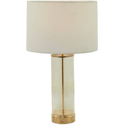 25" x 14" Glass Transparent Base Table Lamp with Drum Shade Gold - CosmoLiving by Cosmopolitan | Target
