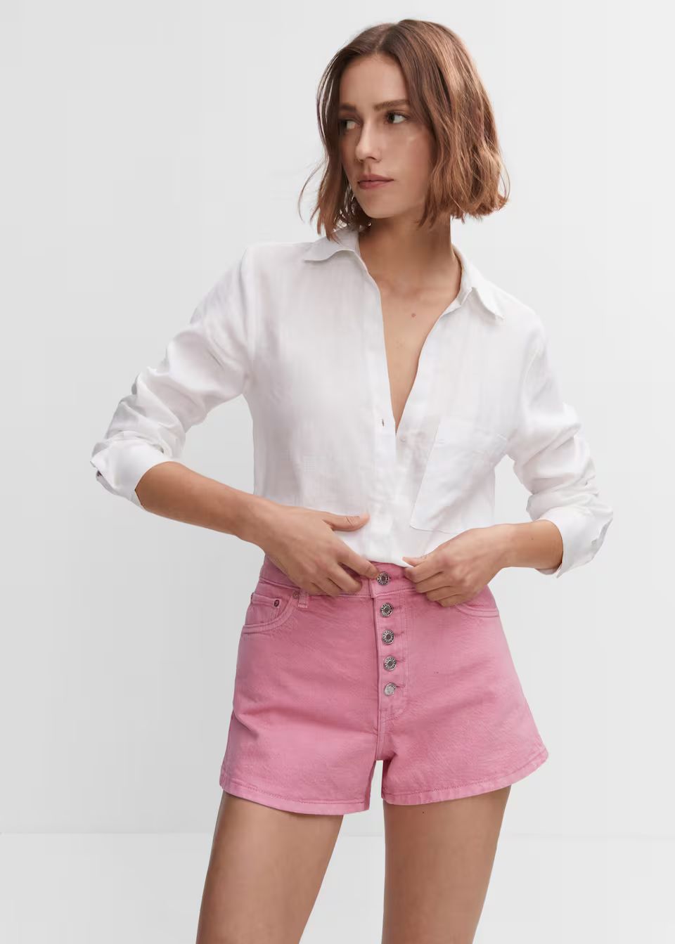 Denim shorts with buttons | MANGO (US)