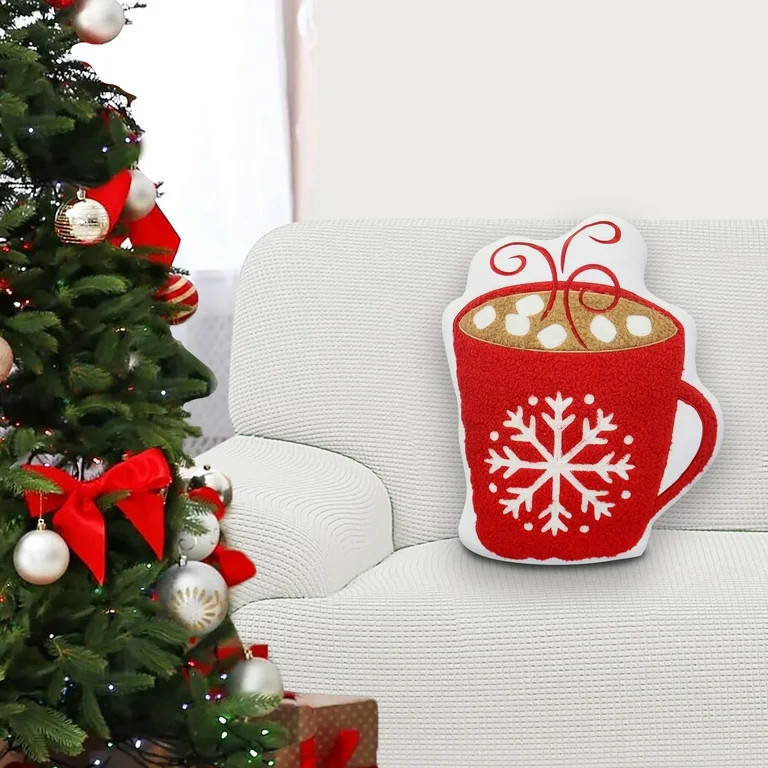 Red & White Hot Cocoa Decorative Christmas Pillow, 14 in, by Holiday Time - Walmart.com | Walmart (US)