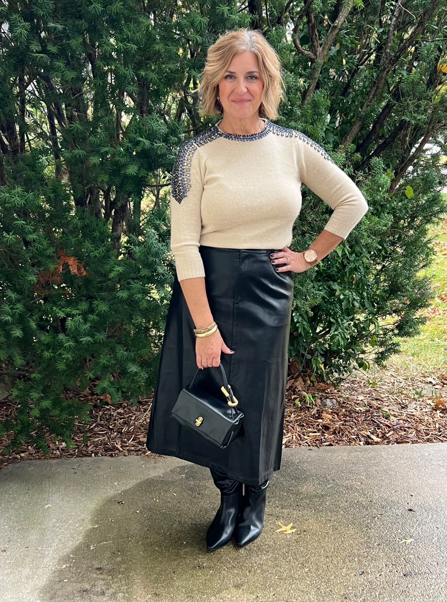 A Friday night out called for black leather and crystal embellishments! What a way to kick off Halloweek(end)! #LTKFridayNight #LTKStyleOver50 #LTK 