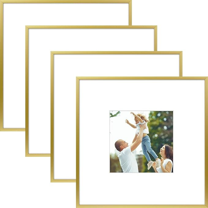 Golden State Art - 8x8 Metal Picture Frames with Mat for 4x4 Square Photo - Set of 4-8 x 8 Alumin... | Amazon (US)