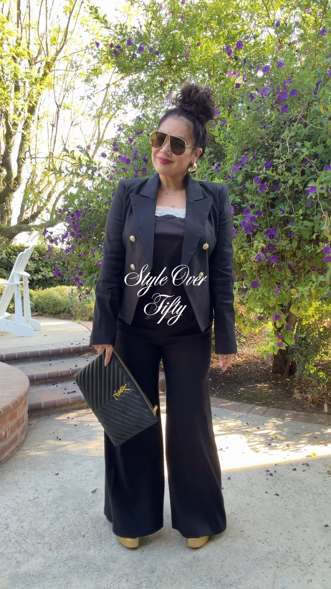 Style Over Fifty: with Alice & Olivia 🖤✨

I’ve been wearing Alice & Olivia since the brand launched in 2002, and honestly? They never disappoint. This black linen suit is everything I love in a look — elevated, feminine, powerful, and effortlessly cool.

I paired the cropped blazer and wide leg pants with gold platforms, layered gold jewelry, a bold lip, and my YSL clutch for the perfect evening look.

Proof that style over 50 isn’t about dressing younger — it’s about dressing with confidence, personality, and presence. 💛

👉 Like, follow, and share for more Style Over 50 inspiration
👉 Shop my entire look through my LTK links

#over50fashion #styleover50 #over50style #over50andfabulous #fashionover50
@Alice + Olivia