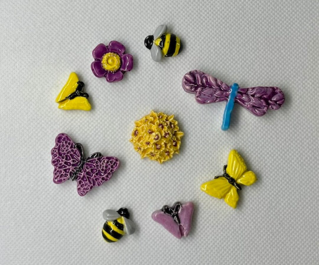 Ceramic Butterflies, Bees, Dragonfly and Flowers - Etsy | Etsy (US)