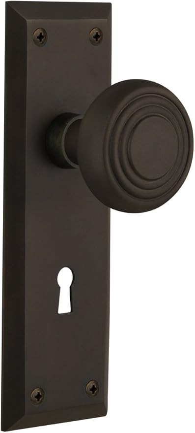 Nostalgic Warehouse New York Plate with Keyhole Deco Knob, Single Dummy, Oil-Rubbed Bronze | Amazon (US)