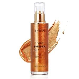 Liyalan Shimmer Body Oil Bronze Gold 5 Color Bronze Face Brighten Glow Pearl Highlighter Illumina... | Amazon (US)