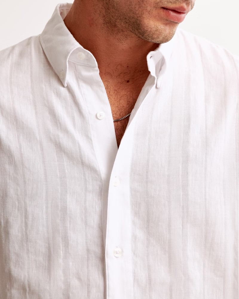 Summer Linen-Blend Button-Up Shirt | Abercrombie & Fitch (US)
