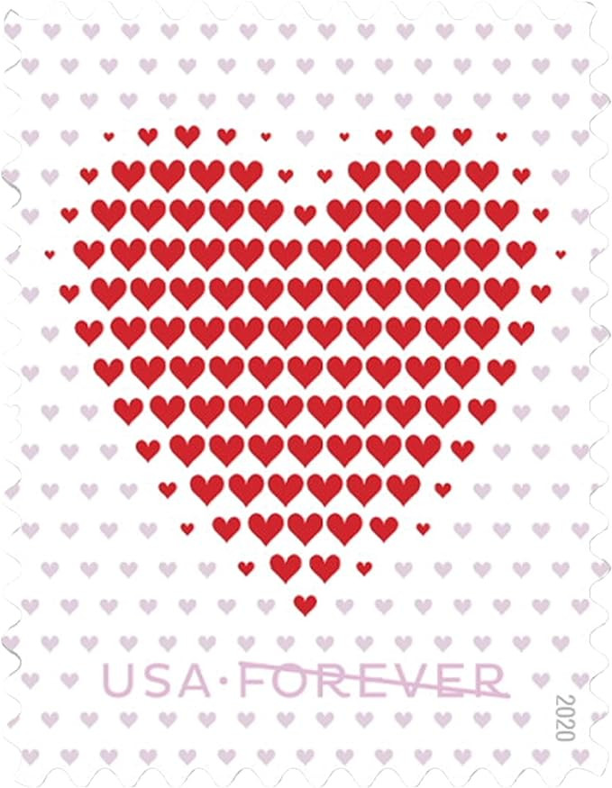 Made of Hearts Sheet of 20 Forever First Class Postage Stamps Wedding Celebration Love Valentines... | Amazon (US)