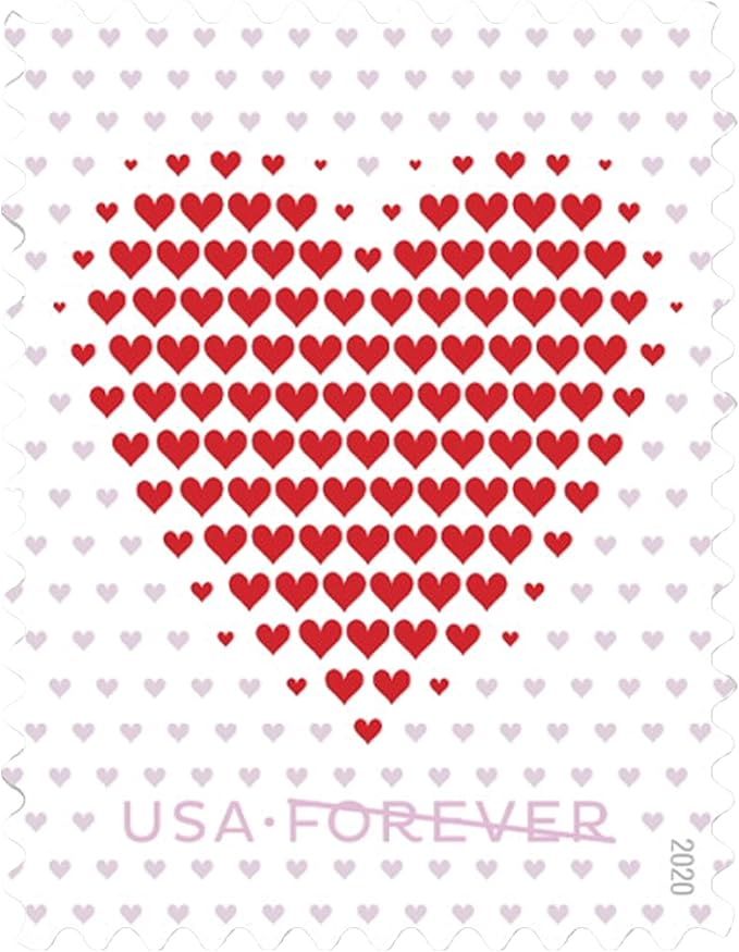 Made of Hearts Sheet of 20 Forever First Class Postage Stamps Wedding Celebration Love Valentines... | Amazon (US)