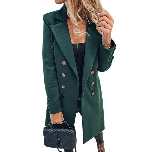 Women's Lapel Trench Coats Jackets Parka Winter Cardigan Casual Outerwear | Walmart (US)