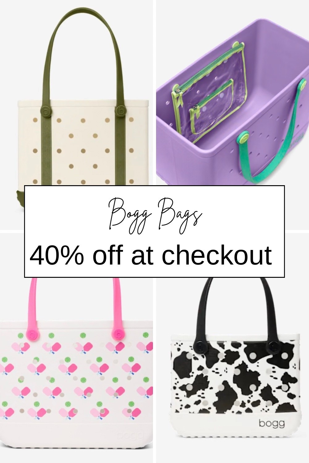 SECRET SALE!  Use code SECRET40!  Only works on select bags!
#bogg #boggbag #tote #totebag

#LTKgrwm #LTKSaleAlert #LTKmomlife