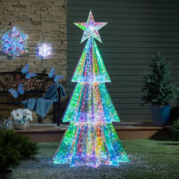 LED Iridescent Christmas Tree PVC Garden Statue, 4'H | Wayfair North America