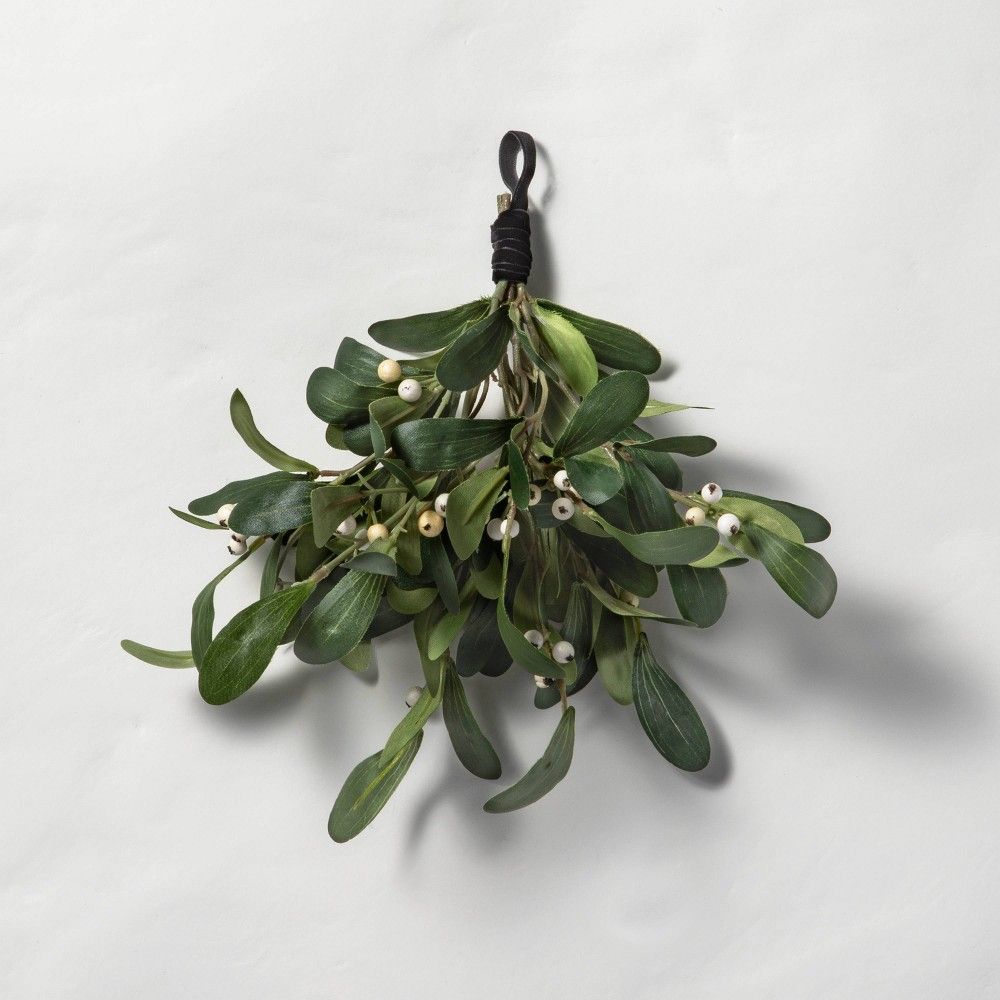 10.5"" Mistletoe Holiday Swag with Black Ribbon - Hearth & Hand with Magnolia | Target
