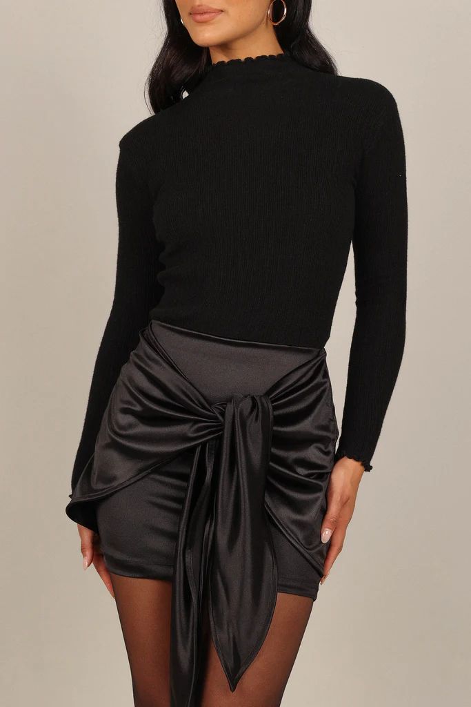 Morrison Tie Front Mini Skirt - Black | Petal & Pup (US)