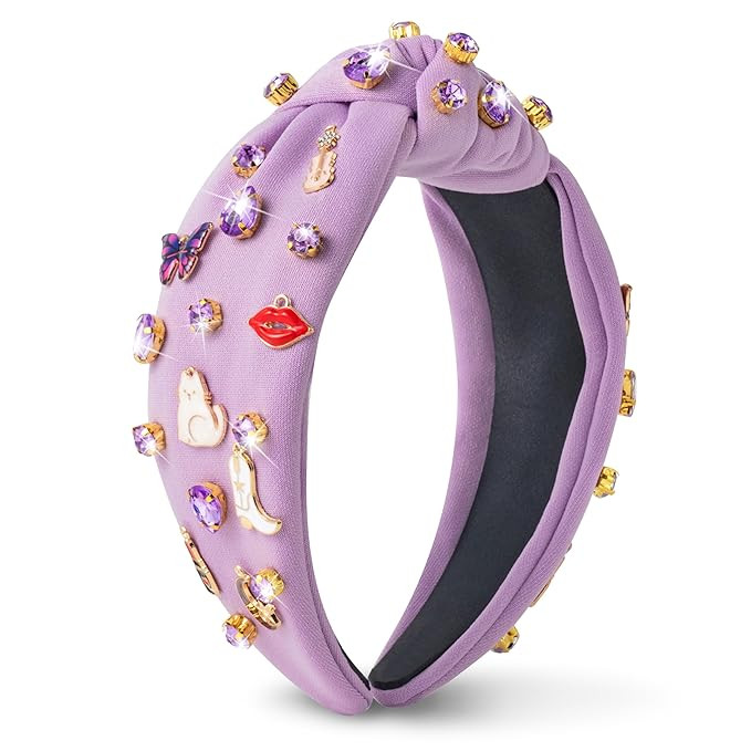 PANTIDE Music Jeweled Knotted Headband - Singer Fans Gift Guitar Red Lip Rhinestone Crystal Embel... | Amazon (US)