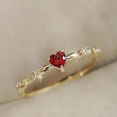 Exquisite Elegant Ring Heart Red Zirconia Design for Women Daily Date Holiday Valentine's Day Jew... | Amazon (US)