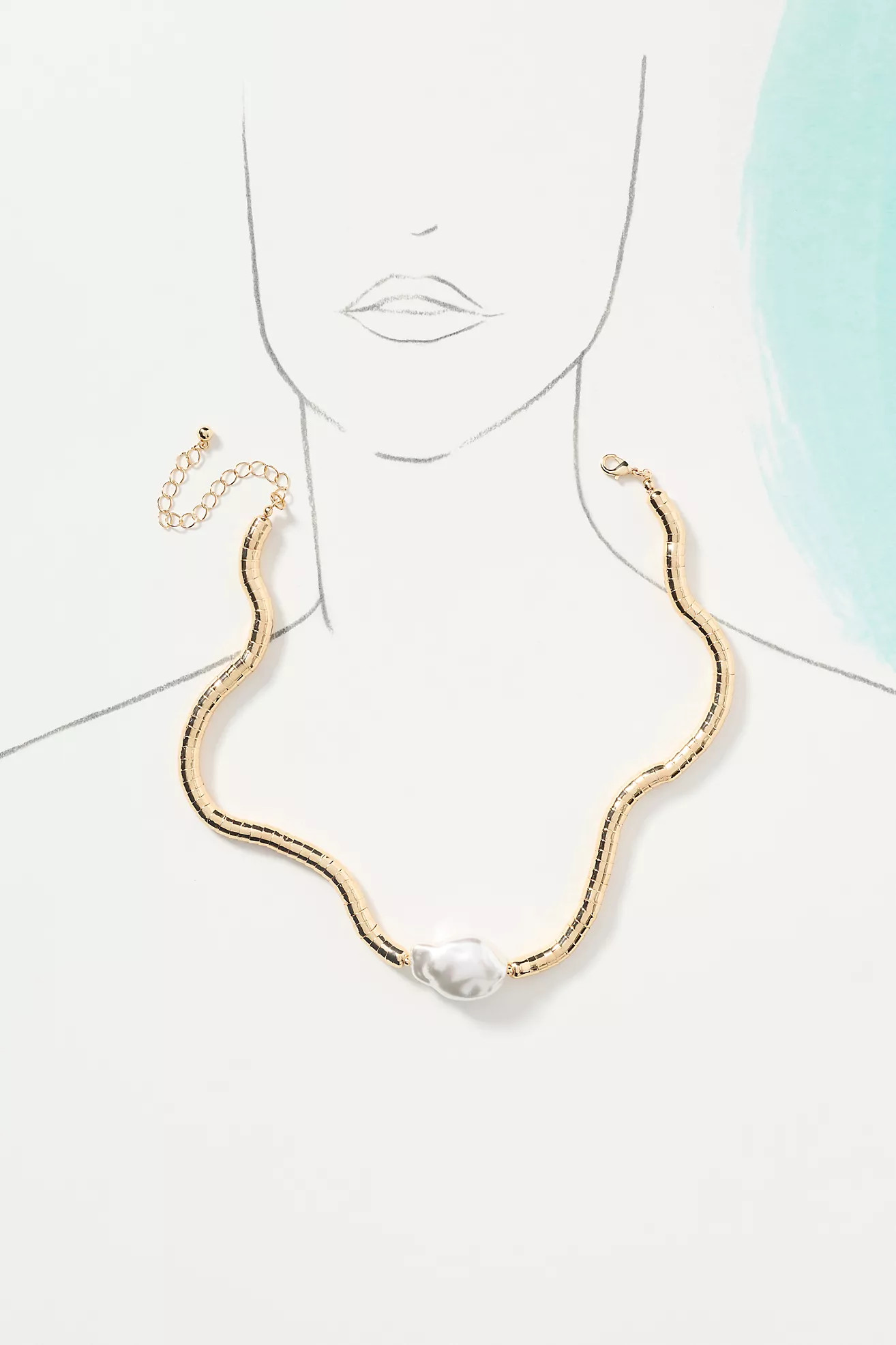 Swirled Metal Pearl Necklace | Anthropologie (US)
