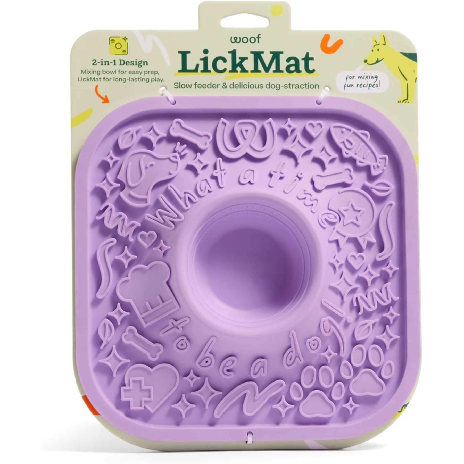 Woof LickMat No Slip Silicone Dog Slow Feeder Mat, Lavender | Chewy