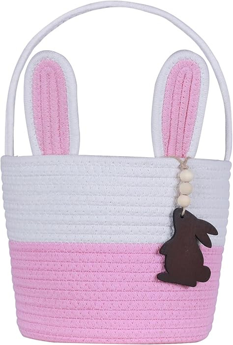 Easter Basket, Empty Easter Baskets for Kids Boys Girls with Bunny Tag Egg Basket Eater Gifts Bas... | Amazon (US)