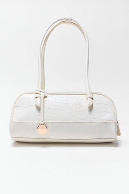Ivory Textured Faux Leather Bag | Avara