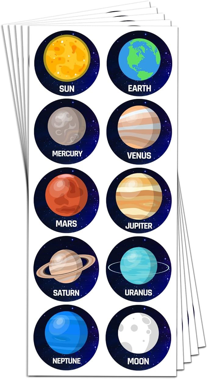 40 Sheets - Space Planet Stickers for Kids - 400 Stickers, 1.5" | Amazon (US)