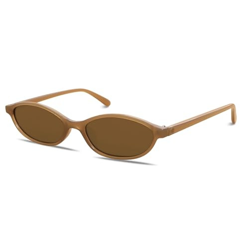 GUVIVI Retro Oval Sunglasses for Women Chic Cat Eye 90s Sunnies Lightweight Narrow Shades Trendy UV protection Sun Glasses | Amazon (US)