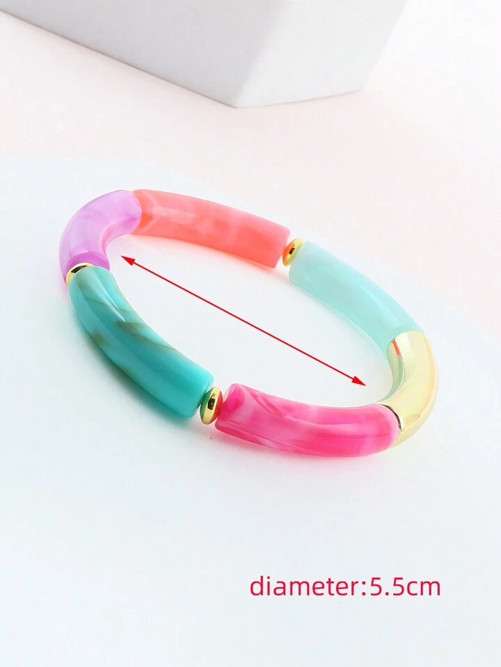 1 stuk Hars Tube Bamboo Kralen Manchet Schoenen met elastiek Armbanden Voor vrouwen Mode Juwelen | SHEIN