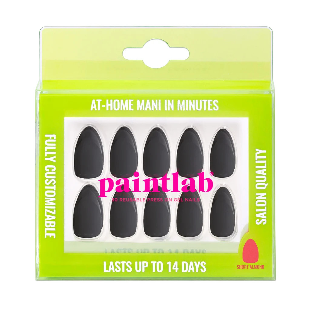 Noir Matte Almond Press On Nails | PaintLab