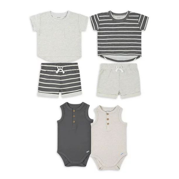 Modern Moments By Gerber Baby Boy Henley T-Shirt , Shorts & Sleeveless Bodysuits, 6-Piece Outfit ... | Walmart (US)