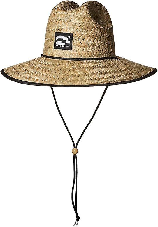 BROOKLYN ATHLETICS Men's Straw Sun Lifeguard Beach Hat Raffia Wide Brim, Natural, One Size | Amazon (US)