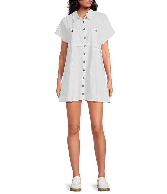 Free People Ronnie Poplin Collar Neck Short Sleeve Mini Dress | Dillard's | Dillard's