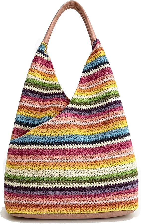Shoulder Bag for Women Summer Beach Bag Straw Hobo Woven Tote Bag Raffia Tote Handbag Purse Trave... | Amazon (US)