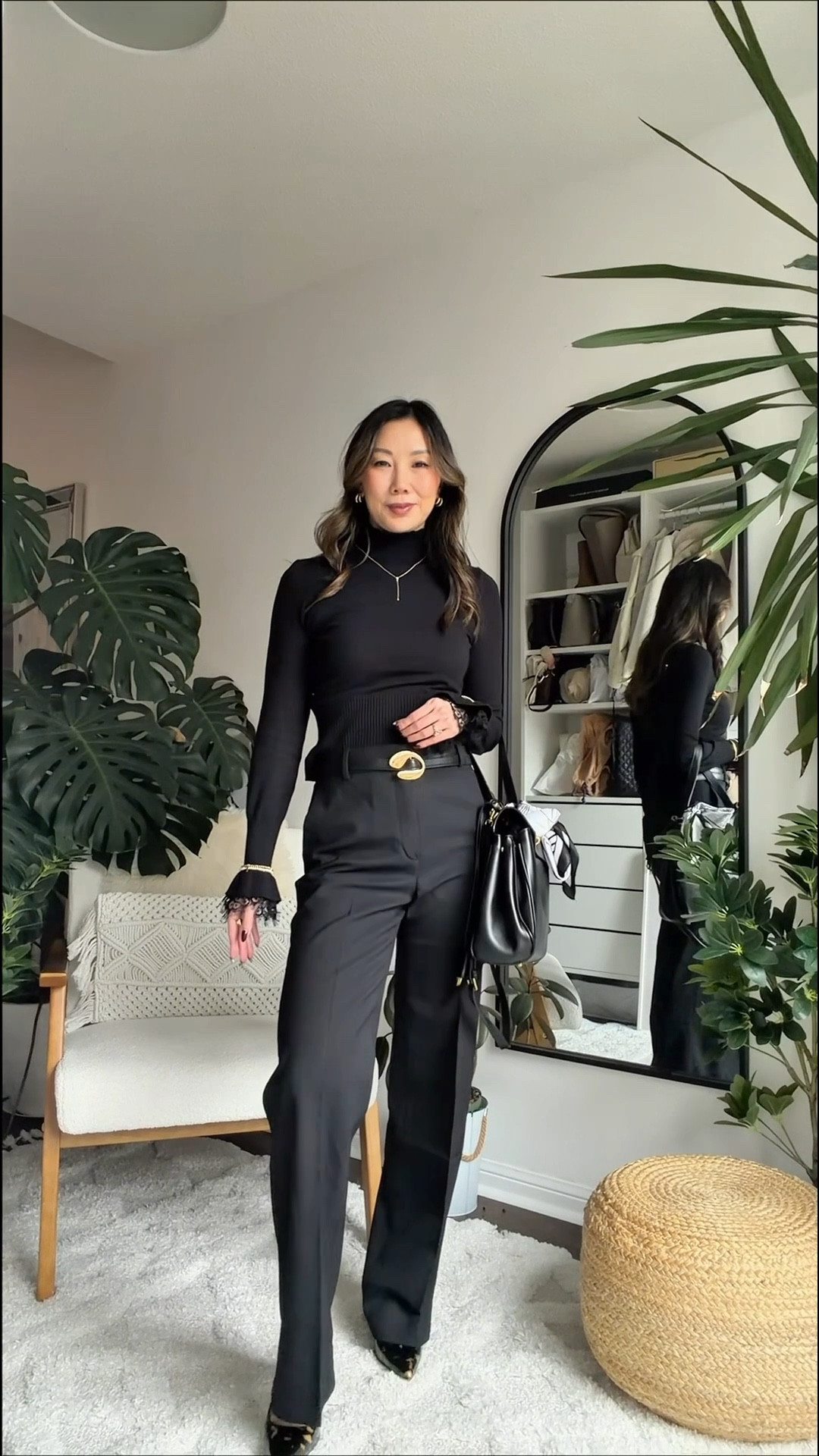 All black, but never boring 🖤 

GRWM starting with a simple black outfit. Adding statement belt to anchor the look, classic pumps to keep it polished, and tortoiseshell details for just enough contrast. Gold jewelry brings warmth, a bold red lip (Dirty Talk from NARS) adds impact, and a spritz of Libertine from The Maker finishes it off — the kind of detail you feel more than you see.

Simple, intentional, and proof that black-on-black always works when the details are right.

#LTKWorkwear #LTKgrwm #LTKootd