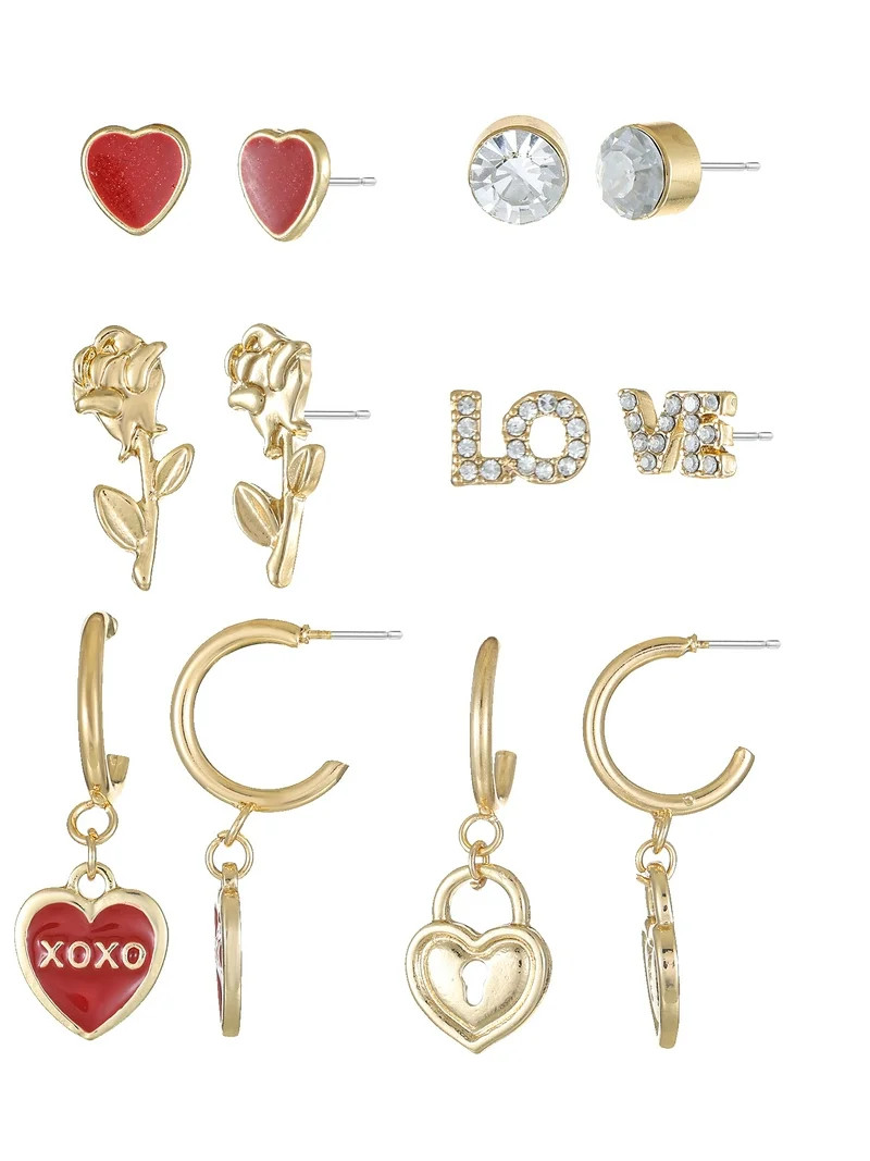 Way to Celebrate Valentine's Day Motif Drop Earrings, 6 Pair | Walmart (US)