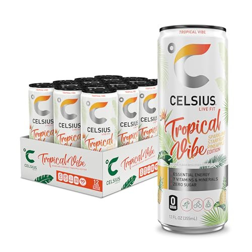 CELSIUS Sparkling Tropical Vibe, Functional Essential Energy Drink 12 Fl Oz (Pack of 12) | Amazon (US)