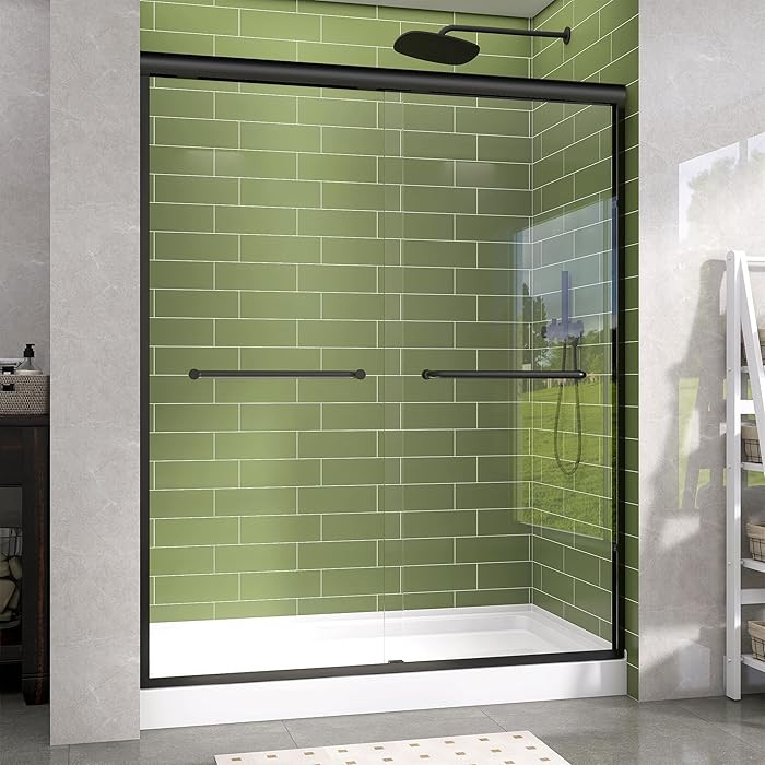 GETPRO Shower Door Double Sliding 57-60 in. W x 72 in. H Semi-Frameless Bypasss Bathroom Glass Sh... | Amazon (US)