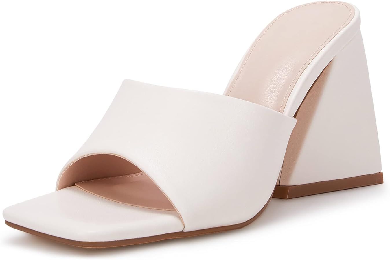 VETASTE Women's Heeled Sandals Square Open Toe Slip on Block Heels Mules | Amazon (US)