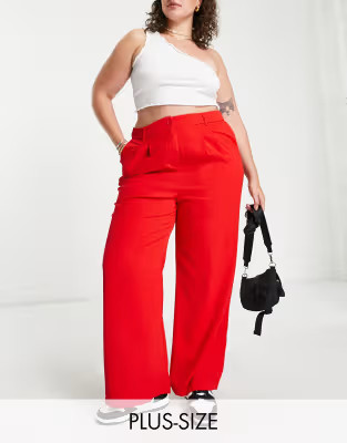 Urban Threads Plus - Pantalon large ajusté - Rouge | ASOS (Global)
